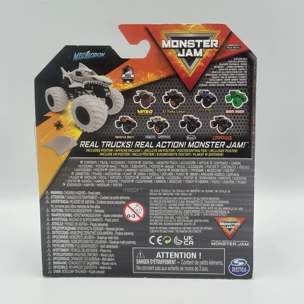 Monster Jam Spin Master Megalodon 2022 Max Contrast‎ Truck With Ramp 1:64 HTF